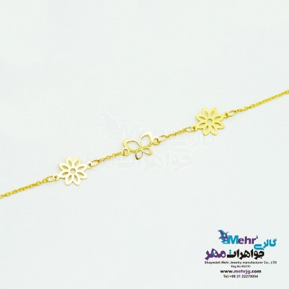 دستبند طلا - طرح گل و پروانه-MB0247